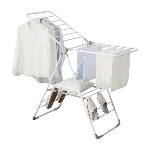 Floor-Standing Folding Wing-Shaped Drying Rack-White