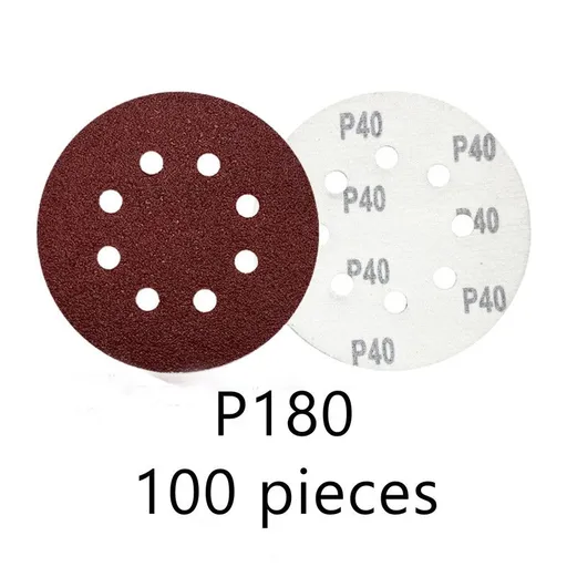 125mm 8 Hole Sanding Discs P180 Grit Hook and Loop Orbital Sander Sandpaper 100 Pack
