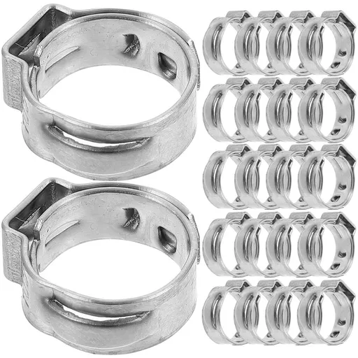 20Pcs Plated Silver 304 Stainless Steel Pex Crimp Rings with Easy Install Design for Pipe Systems