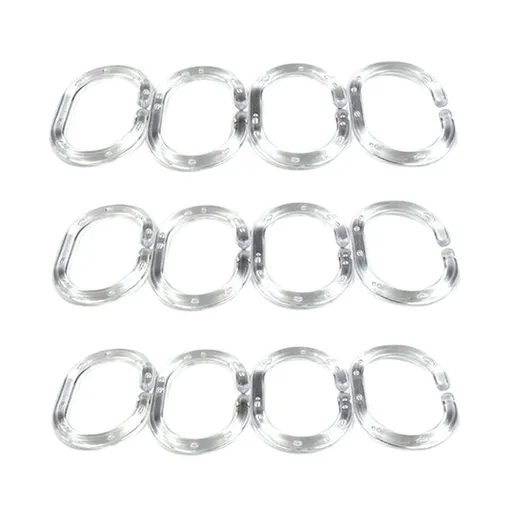 Shower Curtain Rings Silicone Rubber 12 Piece Clear C-Shaped Hooks Flexible Easy Slip Over Shower Rod