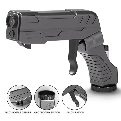 Black Champagne & Beer Spray Gun - Ultimate Party Starter & Drink Dispenser with Bottle Opener