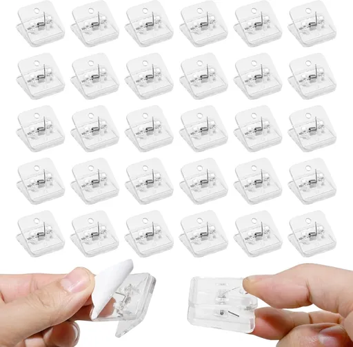30 PackAdhesive Wall Clips for Hanging Flags Posters Photos - Tapestry Hangers - Postcard Clips for Home Office School Decoration