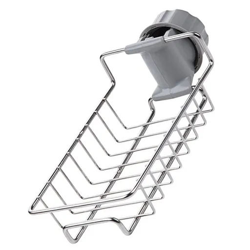 Kitchen Faucet Organizer Stainless Steel Rotatable Hanging Faucet Drain Rack for Bathroom Sponge Scrubber Soap