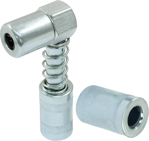 1 Pack 90 Degree Grease Coupler Adapter with Sleeves, Grease Gun Coupler Snaps onto Grease Fittings in Tight Spaces for Farm Truck Auto Industrial Use