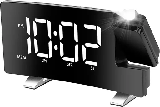 Alarm clock - radio - clock - Projection alarm clock - Digital alarm clock - Projection clock - Alarm clock radio - Clock radio - digital clock - projection clock - Multifunctional - LED - Adjustable brightness - Loud enough - for bedroom / living ro