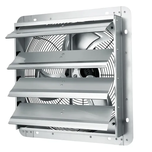 Shutter Exhaust Fan, 406 mm High-speed 1400RPM 1506 CFM, Aluminum Wall Mount Attic Fan with AC-motor, Ventilation and Cooling for Greenhouses, Garages, Sheds, Shops