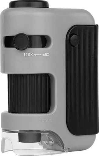 Children's Microscope - Pocket-Sized 60X-120X Microscope for Science Learning - ABS LED Optical Microscope with Glass Stage - For students to explore, discover, and observe