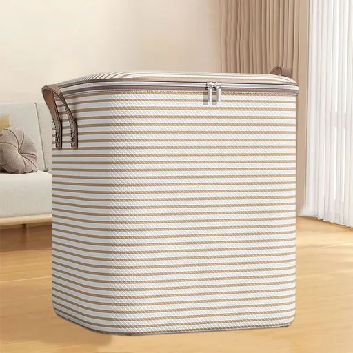 Stackable Clothes Storage Bags, Foldable Clothing Storage Bins Fabric Box Organizer with Buckles and Sides Sturdy Handles, Dustproof Lid