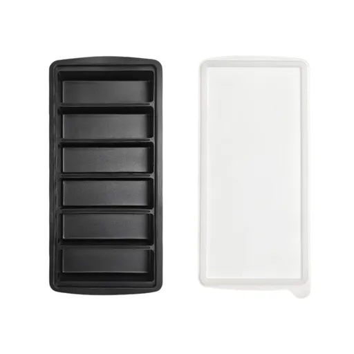 2-Packs Black 6-Grid Extra Long Silicone Ice Cube Tray - Easy Release Reusable Food Grade Mold for Whiskey, Cocktails & Commercial Use