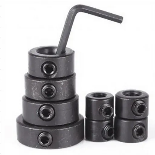 8Pcs Woodworking Drill Bit Depth Stop Collars Ring Positioner Locator with Hex Wrench to Tighten and Stops Set