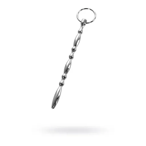 Metal Silver Beaded Urethral Plug W Ring