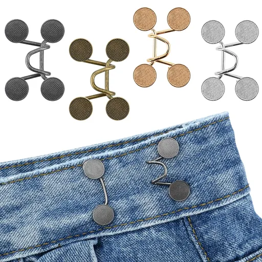 Jeans Waist Adjustment Set, No Stitching, Removable Trouser Buttons, Jeans Waist Buckle, Jeans Tightening Buckle for Waist Adjustment{EE}