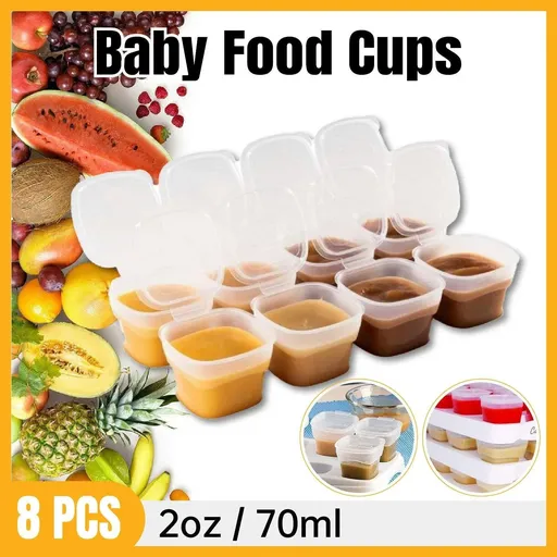 Baby Food Storage Cups with Lids and Tray, 70ml, Set of 8