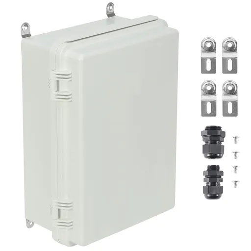 Outdoor Electrical Junction Box, 300 x 200 x 180 mm, ABS Plastic Electrical Enclosure Box with Hinged Cover Stainless Steel Latch, IP67 Dustproof Waterproof for Outdoor Electrical Projects