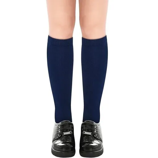 1x Pair School Uniform Knee High Socks Cotton Rich Girls Boys Kids - Navy - 6-11 (12+ Years Old)