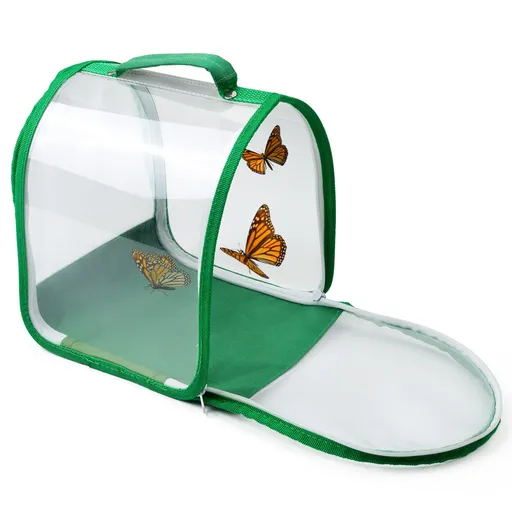 Small Butterfly Habitat, Insect Mesh Cage, Caterpillar Enclosure, Bug Portable Carry Handle Easy to Observe 8 x 8 x 8 Inches