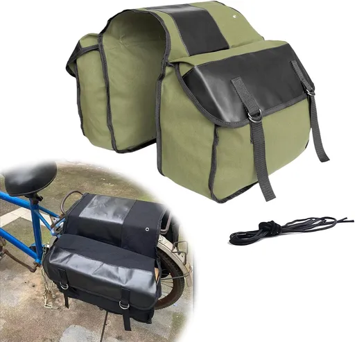 Large Capacity Motorcycle Side Panniers, Durable & Foldable Canvas Two Side Saddlebags