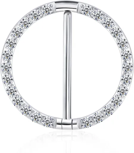 16G Nipple Rings, 2Pcs G23 14mm Solid Titanium Nipple Piercing Jewelry with Clear Shiny Cubic Zircon for Women, 14mm, Titanium, cubic zirconia