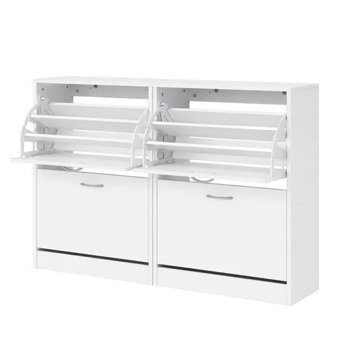 Artiss 2x Shoe Cabinet Storage Organiser 2 Flip Drawer White