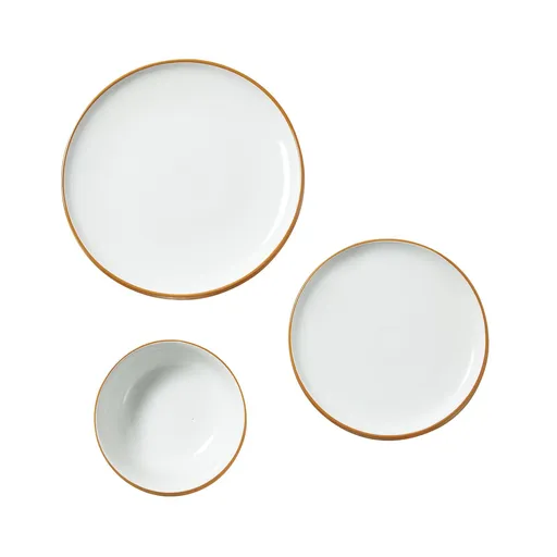 18 PCS Dinnerware Set Ceramic Plates and Bowls Sets Service for 6 White