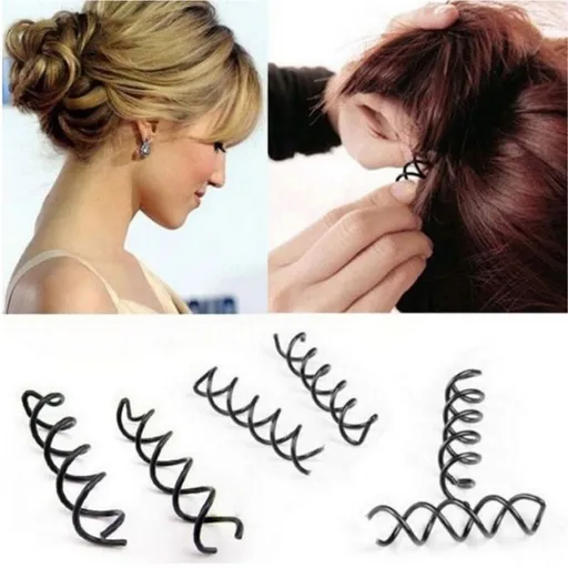 12PC Spiral Hair Pins, Twist Hair Pins Hair Pins Spin Pins Non-Scratch Round Clip for Women Hair Style DIY (Black)