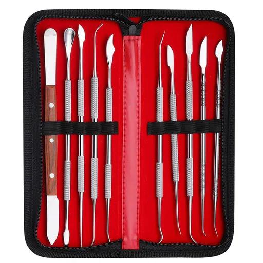 Wax Carving Tools - 10PCS Stainless Steel Wax Carvers Set Sculpture Chisel Tools Double-Ended Pottery and Polymer Clay Tools and