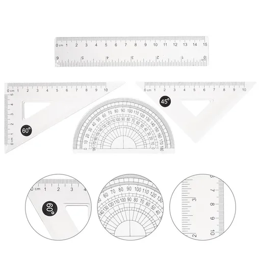 4 Sets Bulk Rulers for Office Drawing, Measuring Parabolas, Geometric Shapes, and Architecture Tools
