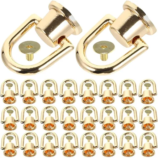 25 Pairs Mini D Ring Handbag Making Accessories - Alloy Hardware Golden 360 Degree Rotatable Ball Head for Purse Repairs