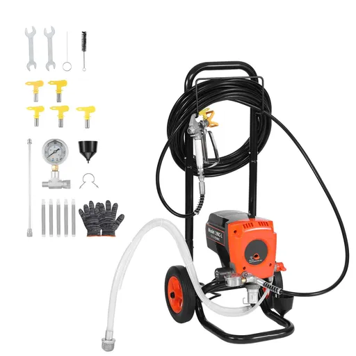 Stand Airless Paint Sprayer, 950W, 3300PSI High Pressure Airless Sprayer with Cart, Cleaning Brush, Hose, Extension Rod, Nozzles, Electric Spray Paint Machine for Interior or Exterior of House