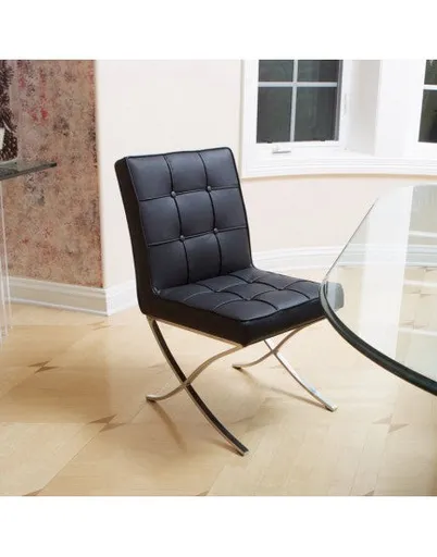 Dining Chair Modern Design Black Leather 55D x 50W x 88H cm
