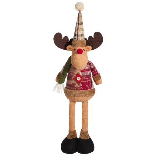 Telescopic Xmas Doll Ornament Adjustable Height 47cm to 64cm Soft Flannel Plush Holiday Decoration