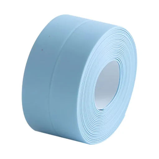 1 Roll PE Self Adhesive Caulk Tape, Mildew Resistant Waterproof Sealing Strip for Baths, Showers, Toilets, Kitchen Benches and Tiles, Blue