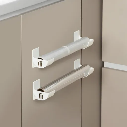 White 10 Pairs Self-Adhesive Wall Mount Storage Holders - Drill-Free Plastic Organiser Racks for Garbage Bags Cling Wrap & Umbrellas - Rental Friendly Kitchen Accessories