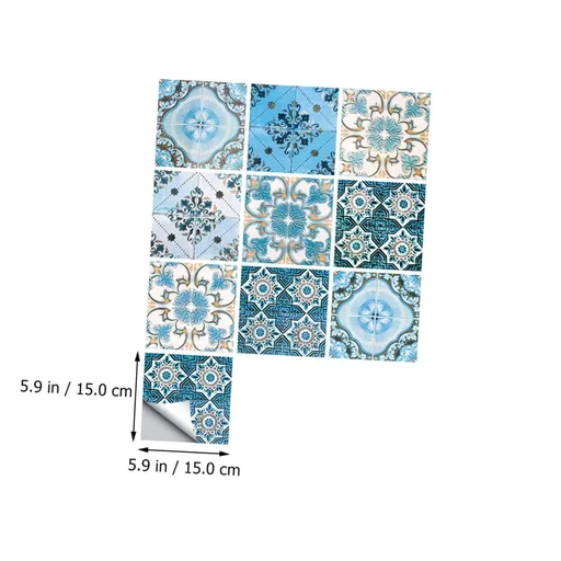 10pcs Simulated Tile Tiles Stickers Removable Flooring Furniture Decals Mandala Adhesive Sticker Peel and Stick Backsplash
