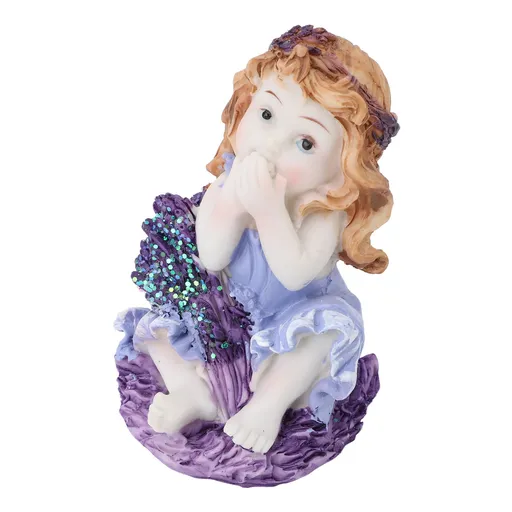 Garden Gnome Figurine Resin Cute Little Girl Gnome Statue Desktop Decorative Ornament for Patio Yard Lawn Porch Cover Mouth
