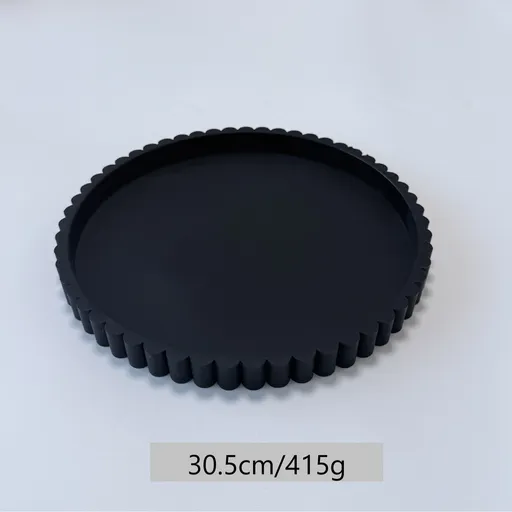 Wavy Edge Silicone Round Vanity Tray Jewelry Trinket Holder Aroma Base Black 30.5cm 415g Nice Christmas Present