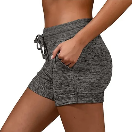 Women's Drawstring Yoga Shorts Quick Dry Workout Running Shorts Stretch Fitness Sports Pants Dark Gray - 5XL