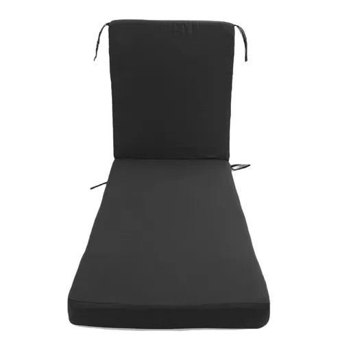 Lounge Chair Cushion with Ties Removable Rain Proof Fade Proof Sun Lounger Replacement Cushion for Beach Outdoor Patio Black