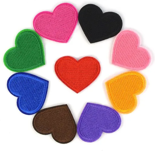 Assorted Color Heart Shaped Patches for Clothing, Jeans, Jackets, Hats, Bags, Backpack - Repair, DIY Decoration Mini Cute Applique Sew On, Iron On Patch (36 Pieces)
