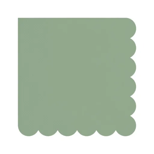 Green Fan-Shaped Cocktail Napkins | 2Disposable Dessert & Beverage Napkins | 6.49x6.49 Inch Decorative Paper Napkins for Parties, Weddings & Dining