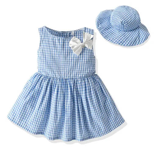Tem Doger Boy Plaid Shirt Shorts Set Light Blue 70cm