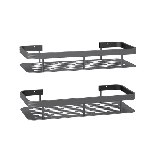2 Pack Bathroom Wall Shelf Storage Racks, 30 x 13 x 5 cm, Black