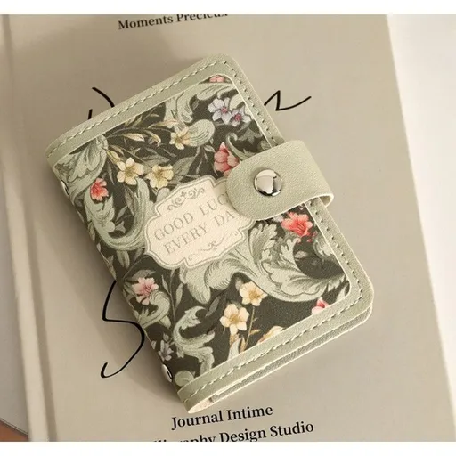 Vintage Floral Oil Painting Card Holder: Multi-Slot, Large-Capacity Card Wallet for Bank Cards and IDs—Green