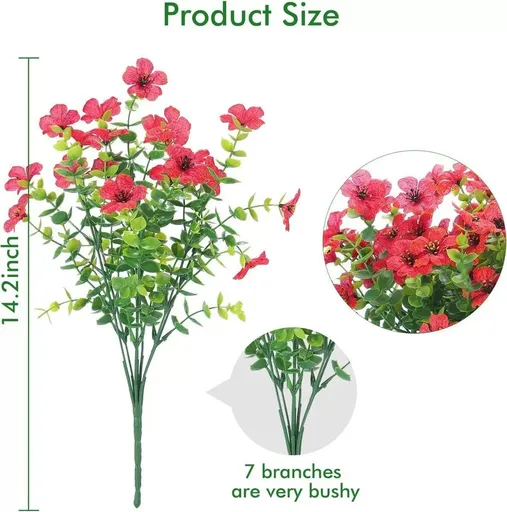 7 Heads 35 Mesh Eucalyptus Violet Red 21 Bunches