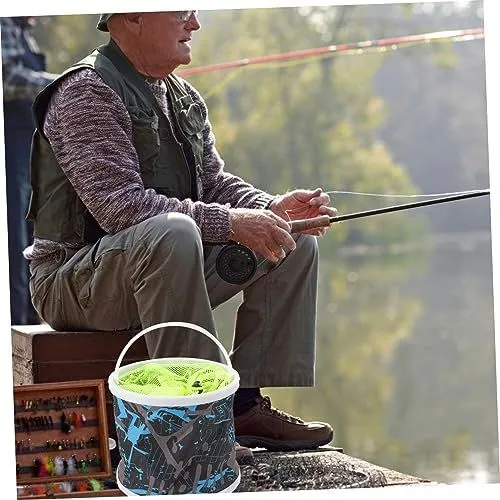 18cm Diameter Camping Sink Collapsible Fishing Bucket for Fish Foldable Bucket Collapsible Camping Plastic Space-Saving - Green