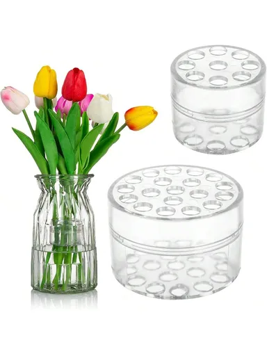 2Pcs Reusable Plastic Flower Arranger Tool, Floral Bouquet Holder Fixing Tool, Hand-Held Spiral Wrist Support for Flower Arrangement & Floor Vase DIY(S+L)