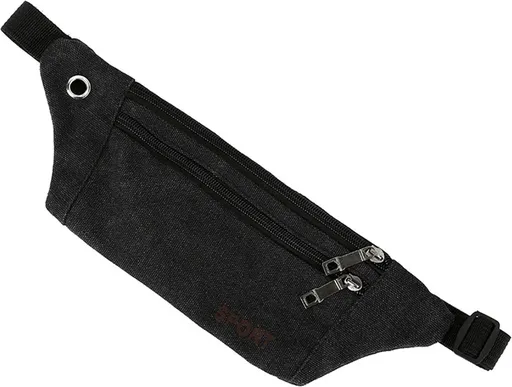 Sporty Waist Bag | Running Belt | Fanny Pack | Crossbody Bag | With Phone Holder & Cable Opening | Running Bag | Unisex | Black
