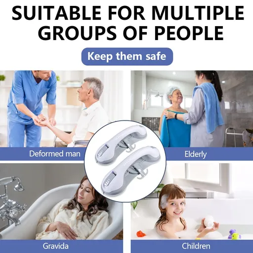 Shower Handle with 3 Suction Cup, Grab Bars for Bathtubs for Elderly, Handicap and Kids,Bathroom Bath Bathtub Toilet 2-Pack