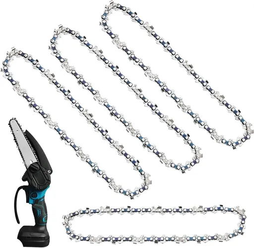 6 Inch Mini Chainsaw Chain Replacement 4 PCS Chains for 6 Inch Bar-043" Gauge, 1/4" LP Pitch,Fits Seesii And All Brands Mini Chainsaw Battery Powered Chainsaw and Hand Held Chain Saw(37 Drive Links)