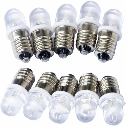 Ersandy 10 pcs E10 12V Spot LED Bulb Lamps Warm White